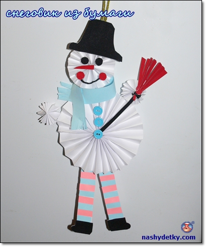 снеговик из бумаги своими руками